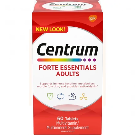 ( Discounted Product ) Centrum Adult Forte Essentials Mulitvitamins/Minerals Supplement for Men & Women, 60 Tablets (Packaging May Vary)