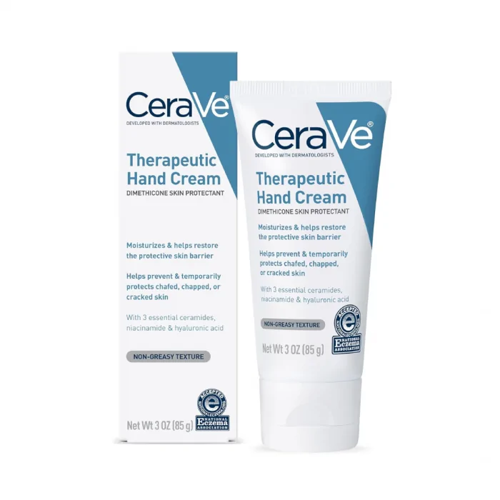 (Discounted Product) CeraVe Therapeutic Hand Cream for Dry Cracked Hands With Hyaluronic Acid and Niacinamide, Fragrance Free 85g - Image 1