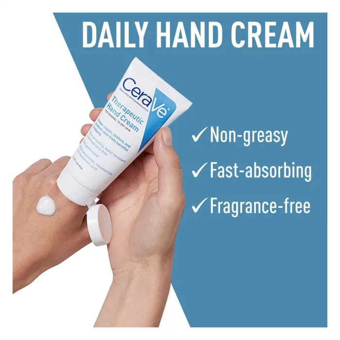 (Discounted Product) CeraVe Therapeutic Hand Cream for Dry Cracked Hands With Hyaluronic Acid and Niacinamide, Fragrance Free 85g - Image 2
