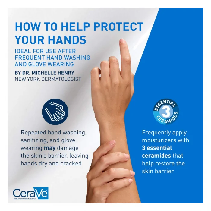(Discounted Product) CeraVe Therapeutic Hand Cream for Dry Cracked Hands With Hyaluronic Acid and Niacinamide, Fragrance Free 85g - Image 3