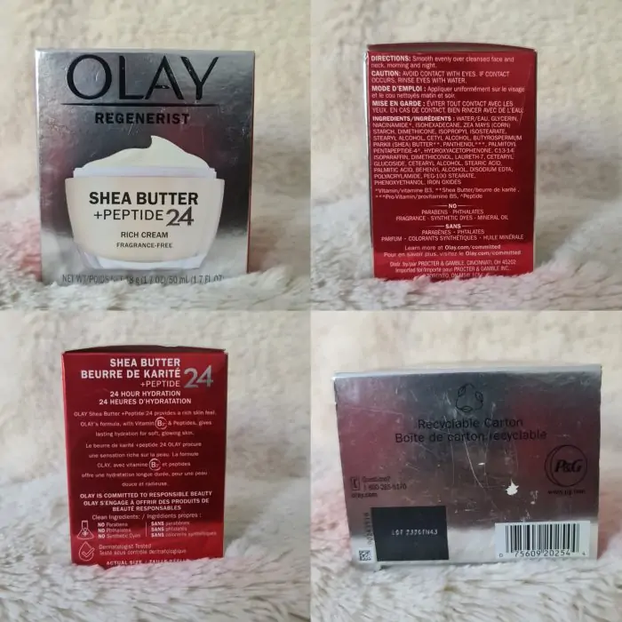 Olay Regenerist Shea Butter + Peptide 24 Rich Cream Face Moisturizer, Fragrance Free, 50ml - Image 6