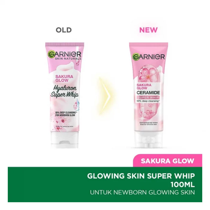 Garnier Sakura Glow Ceramide Super Whip 100ml (Packaging May Vary ) - Image 2
