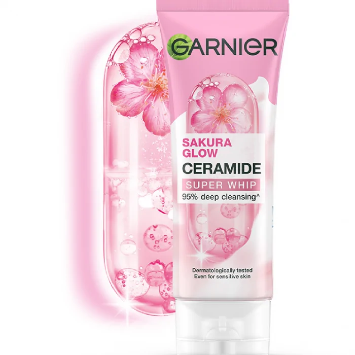 Garnier Sakura Glow Ceramide Super Whip 100ml (Packaging May Vary ) - Image 1