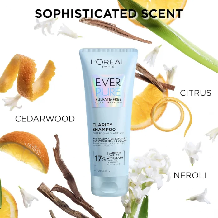 L'Oreal Paris Clarify Sulfate Free Shampoo with Antioxidants, Clarifying Shampoo for Hard Water Exposure and Styling Build-up, EverPure, 6.8 Fl Oz - Image 2