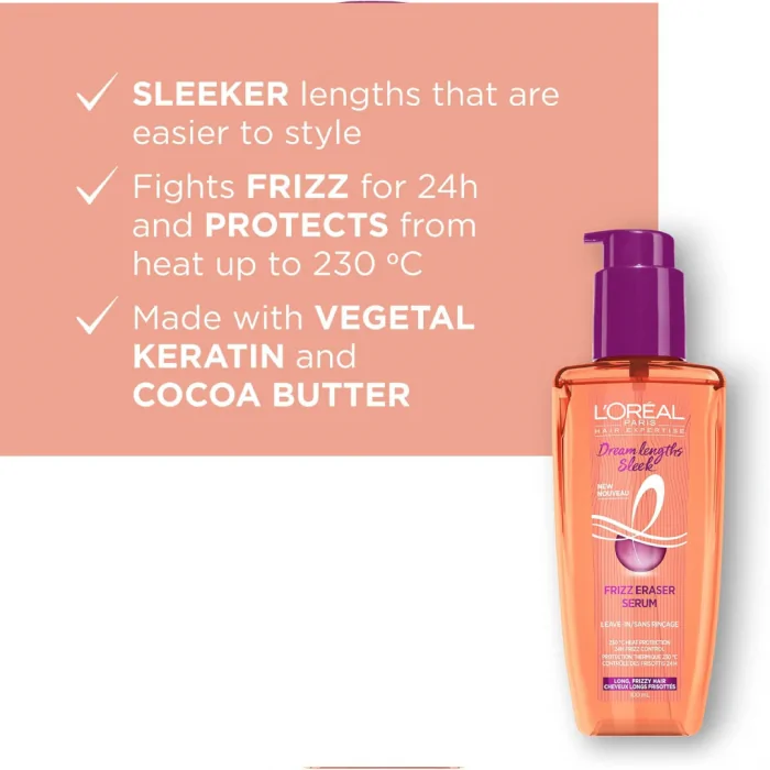 L’Oreal Paris Dream Lengths Sleek Frizz Eraser Serum 100ml - Image 5