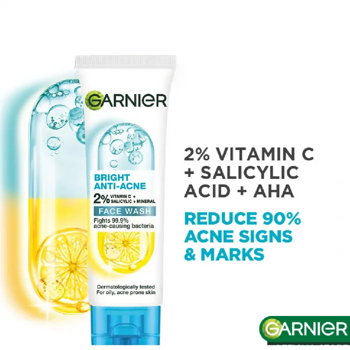 Garnier Bright Complete Anti Acne Cleansing Foam 100ml - Image 2