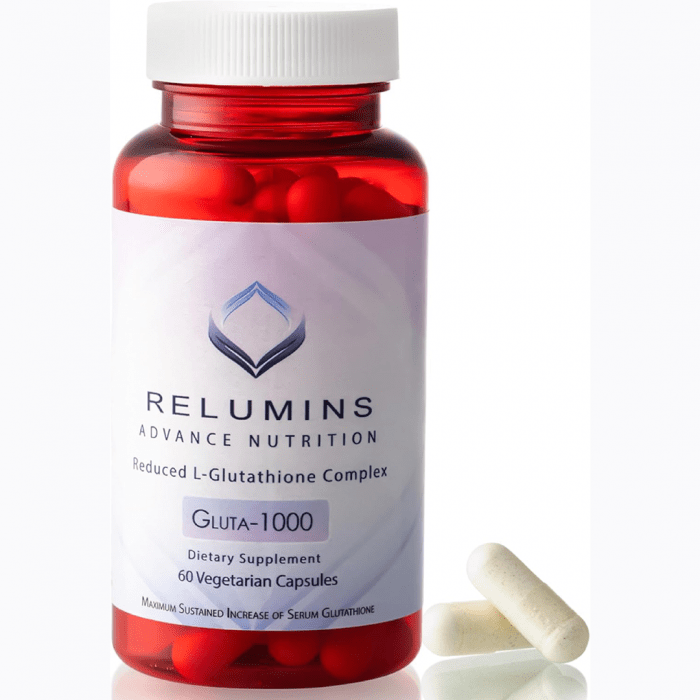 Relumins L Glutathione Supplement Complex - Reduced Glutathione 1000mg with Alpha Lipoic Acid & Rose HIPS , 60 Caps - Image 1