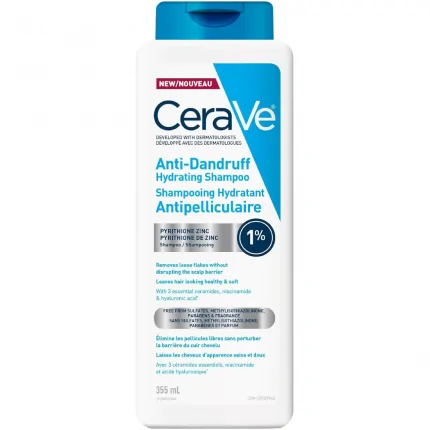 CeraVe Anti-Dandruff Hydrating Shampoo - Paraben-Free, Sulfate-Free, Suitable for All Hair Types, 355ml