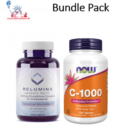 Bundle Pack :Relumins Glutathione 1650mg 90tablets + Now Foods Vitamin C-1000 100tablets
