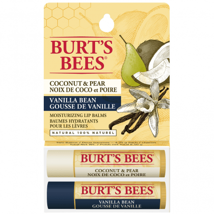 Burt's Bees 100% Natural Moisturizing Lip Balm, Coconut & Pear and Vanilla Bean -, 2 Pack ( Packaging May Vary )