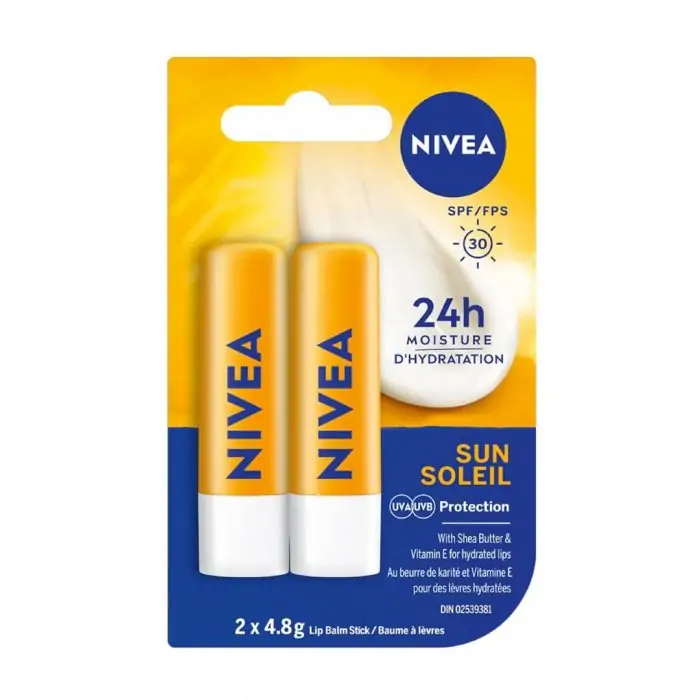 NIVEA Sun Caring Lip Balm Sticks with SPF 30, Duo Pack (2 x 4.8 g) - Image 1