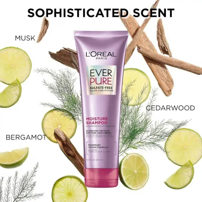 (Discounted Product) L’Oréal Paris EverPure Moisture Sulfate Free Shampoo, Hair Care for Color-Treated Hair with Rosemary Botanicals, 250ml - Image 2