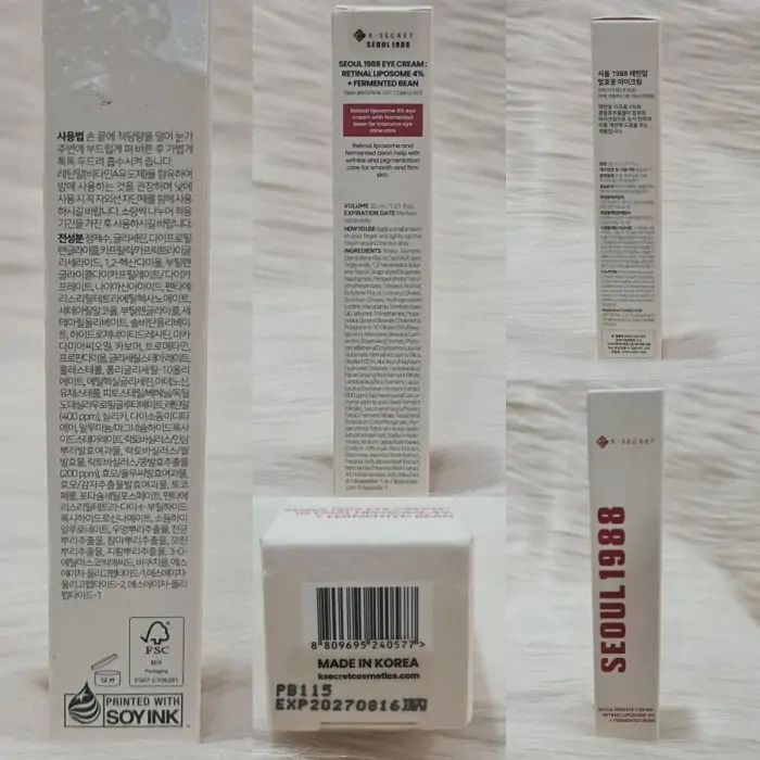 K-SECRET Seoul 1988 Eye Cream Retinal Liposome 4% + Fermented Bean 30ml - Image 4