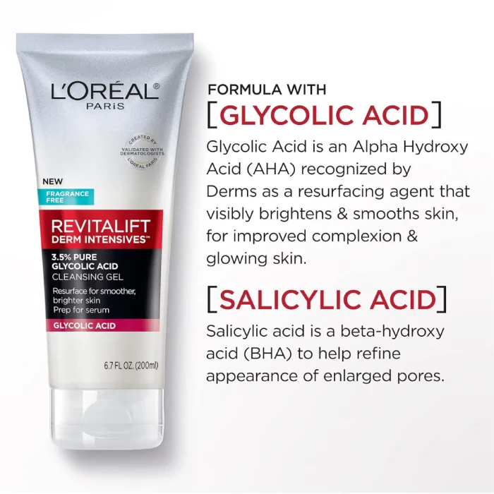 Loreal Paris Revitalift Derm Intensives 3.5% Pure Glycolic Cleansing Gel 200ml - Image 2