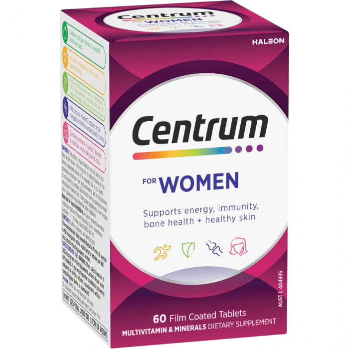Centrum For Women, Multivitamin with Vitamins & Minerals to Support Energy, Immunity, Bone Health & Healthy Skin, 60 Tablets - Image 2