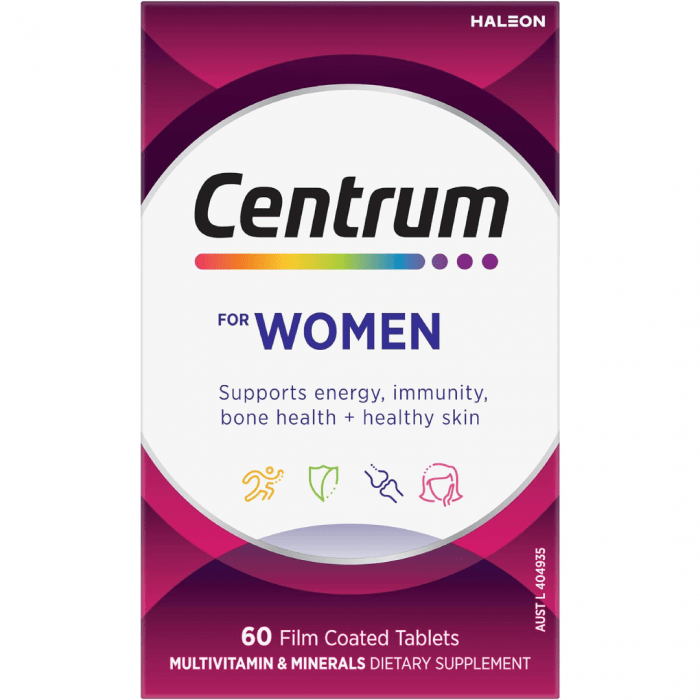 Centrum For Women, Multivitamin with Vitamins & Minerals to Support Energy, Immunity, Bone Health & Healthy Skin, 60 Tablets - Image 1