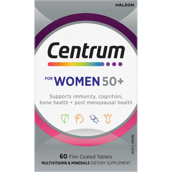 Centrum For Women 50+, Multivitamin with Vitamins & Minerals to Support Vitality, Immunity, Bone Health & Post Menopausal Health, 60 Tablets - Image 1
