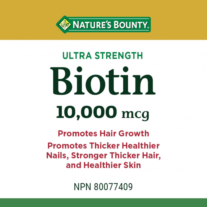 Nature's Bounty Ultra Strength Biotin, 10000mcg Softgels - Image 2