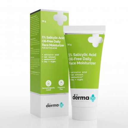 The Derma Co 1% Salicylic Acid Oil-Free Moisturizer - With Oat Extract, Lightweight, For Active Acne, 50 g