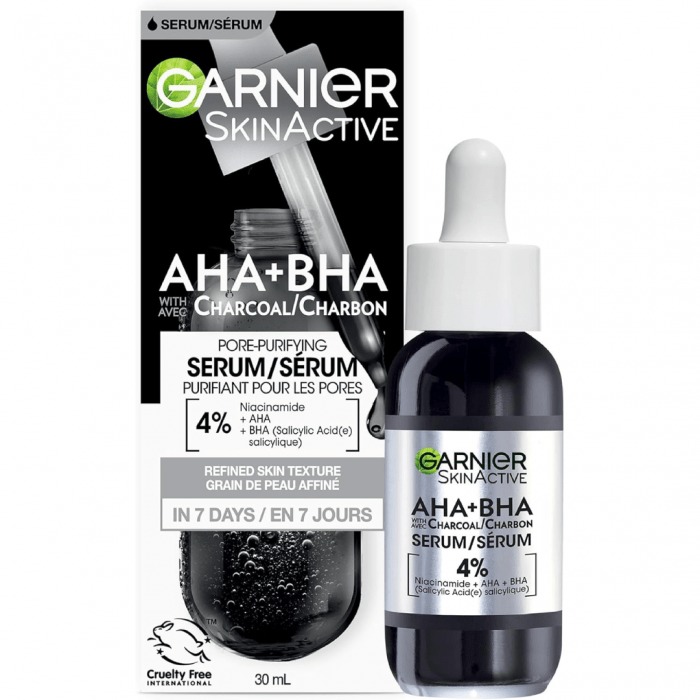 Garnier Charcoal Serum With 4% AHA + Salicylic Acid + Niacinamide, 30ml