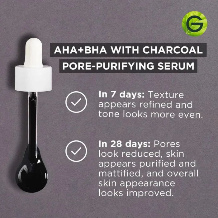 Garnier Charcoal Serum With 4% AHA + Salicylic Acid + Niacinamide, 30ml
