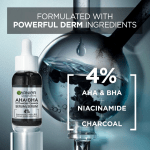 Garnier Charcoal Serum With 4% AHA + Salicylic Acid + Niacinamide, 30ml