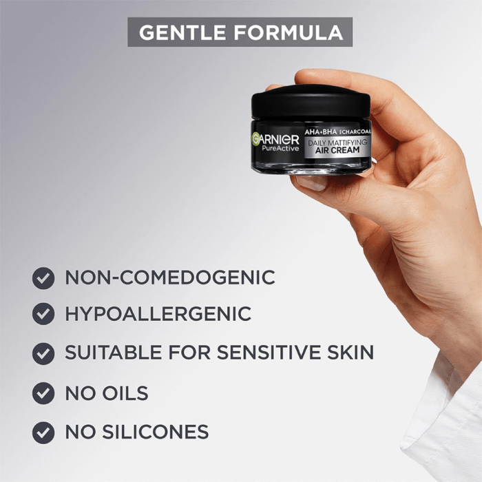 Garnier Pure Active AHA+BHA Charcoal Daily Mattifying Air Cream 50ml - Image 5