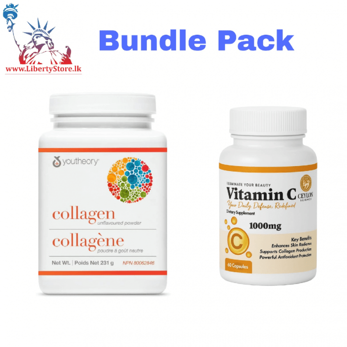 Bundle Pack Youtheory Collagen 231g  & Ceylon Science Vitamin C (60 Capsules) - Image 1
