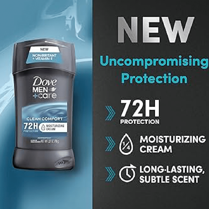 Dove Men+Care 72H Clean Comfort Antiperspirant Deodorant Stick 76g - Image 3