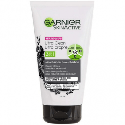 Garnier Skin Active Charcoal Ultra Clean, Cleanser Deeply Cleans to Reduce Excess Oil, 132 ml