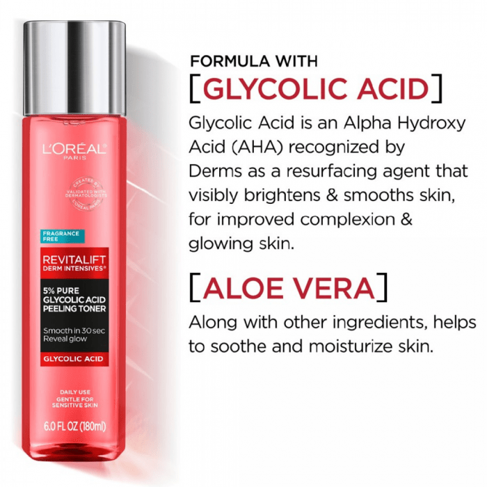 L’Oreal Paris Revitalift 5% Pure Glycolic Acid Peeling Toner 180ml - Image 2