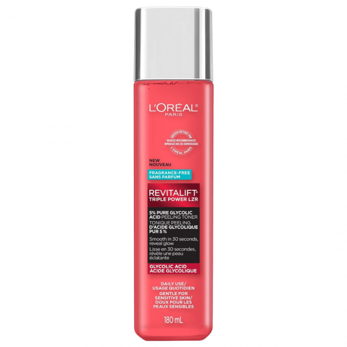 L’Oreal Paris Revitalift 5% Pure Glycolic Acid Peeling Toner 180ml - Image 1