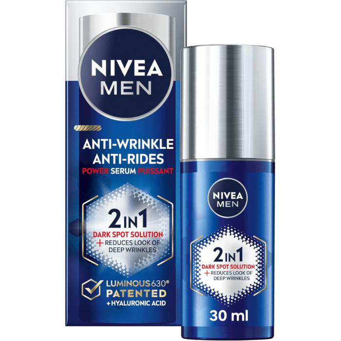 Nivea Men Anti Wrinkle 2-In-1 Power Serum, Dark Spot Solution Face Serum 30ml