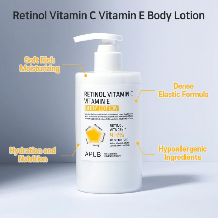 APLB Retinol Vitamin C & Vitamin E Body Lotion 300ml - Image 5