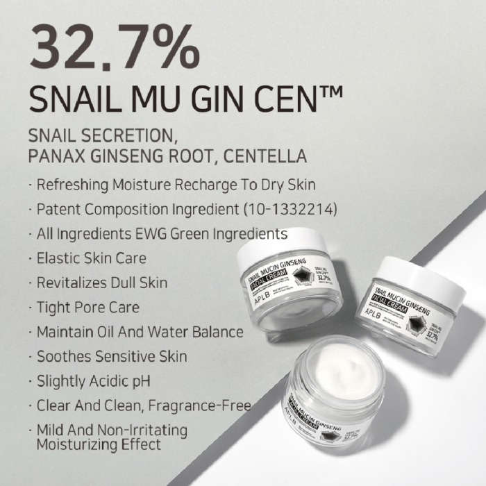 APLB Snail Mucin Ginseng Facial Cream 55ml - Image 2