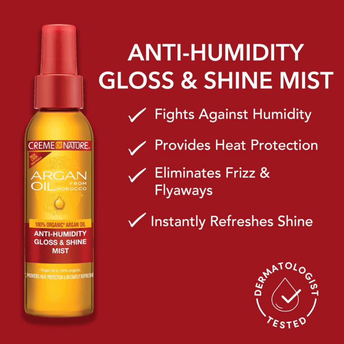 Creme Of Nature Natural Argon Oil Anti-Humidity Gloss & Shine Mist From Morocco 118ml