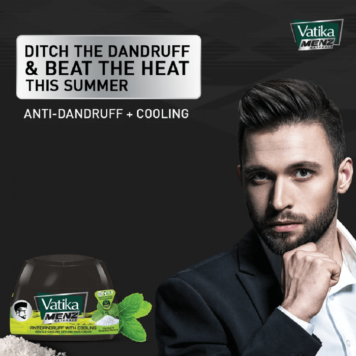Vatika Menz Anti Dandruff Gentle Cooling & Styling Hair Cream 140ml - Image 2