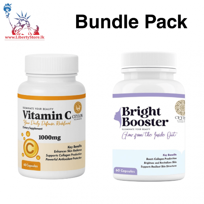 Bundle pack Ceylon Science Vitamin C (60 Capsules) & Ceylon Science Bright Booster (60 Capsules) - Image 1
