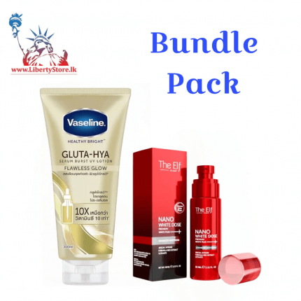 Bundle Pack Vaseline Gluta-Hya Flawless Glow Serum-In-Lotion – 300ml + The Elf Nano White Dose Premium White Plus Serum – 60ml