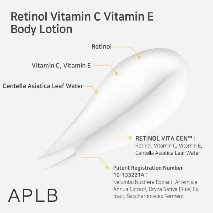 APLB Retinol Vitamin C & Vitamin E Body Lotion 300ml - Image 6