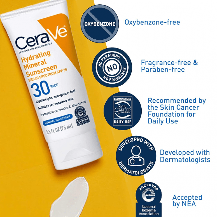 Cerave Hydrating Mineral Sunscreen SPF 30, 75ml - Image 3