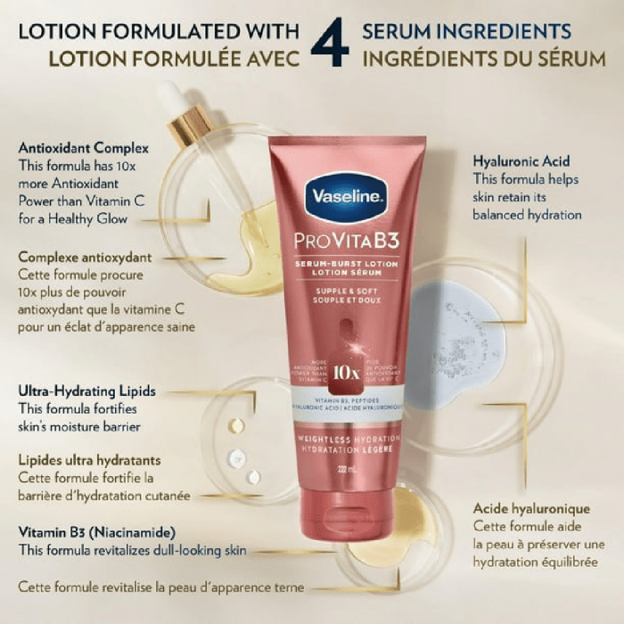 Vaseline Pro VitaB3 Serum Burst Lotion Supple & Soft Vitamin C 222ml - Image 2