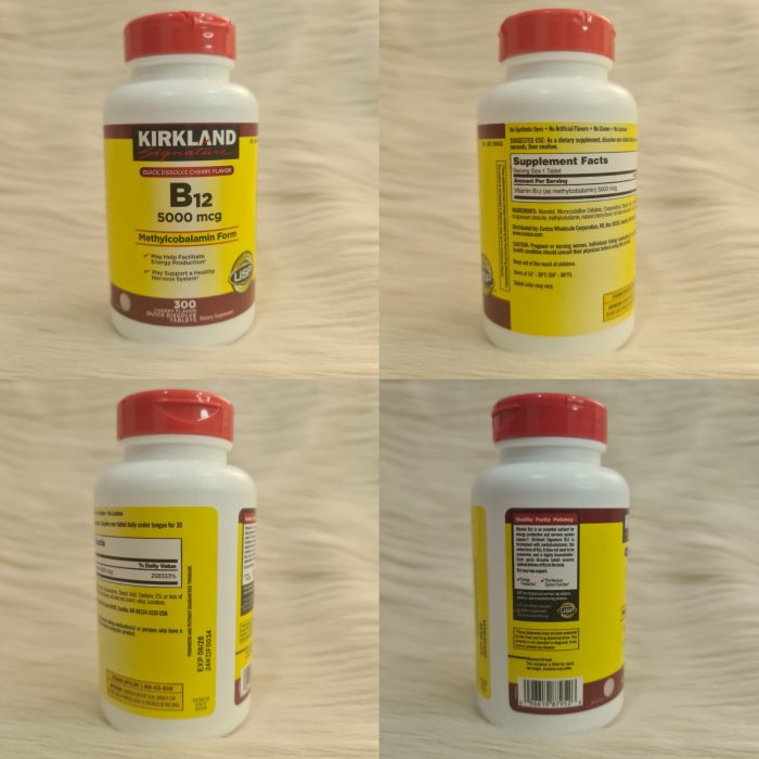 Kirkland Signature Quick Dissolve B-12 5000 mcg, 300 Tablets - Image 2