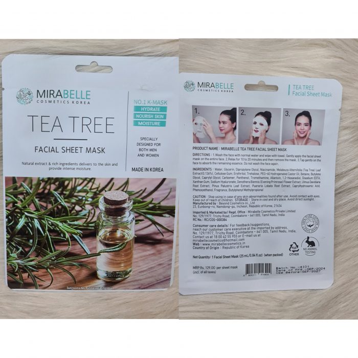Mirabelle Cosmetics Korea Tea Tree Facial Sheet Mask - Image 3