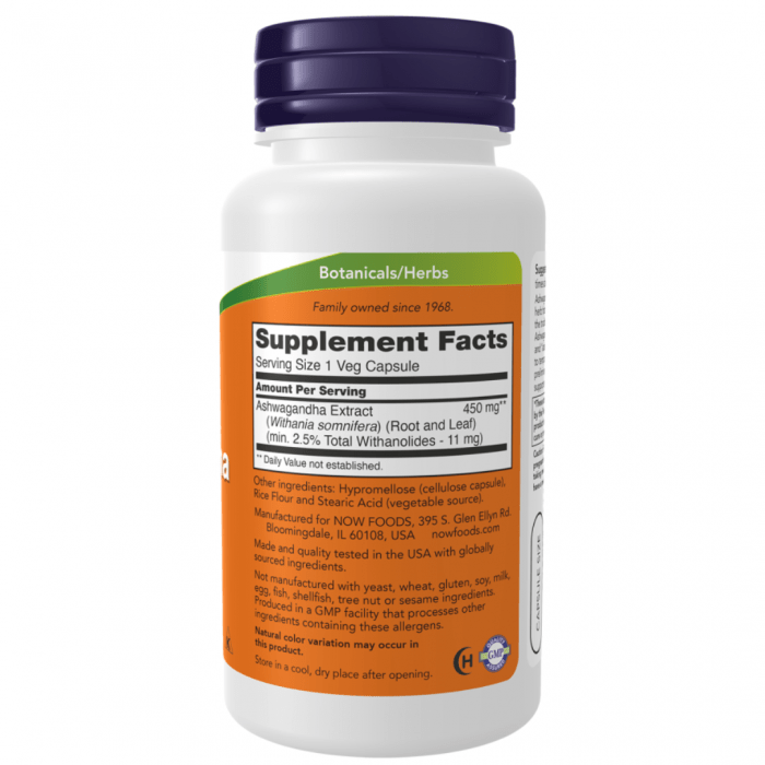 Now Foods Ashwagandha 450 mg 90 Veg Capsules