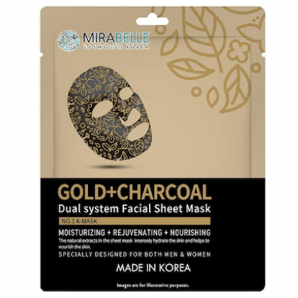 Mirabelle Cosmetics Korea Gold + Charcoal Facial Sheet Mask