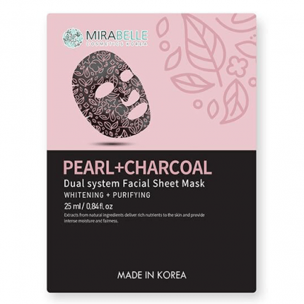 Mirabelle Cosmetics Korea Pearl + Charcoal Facial Sheet Mask