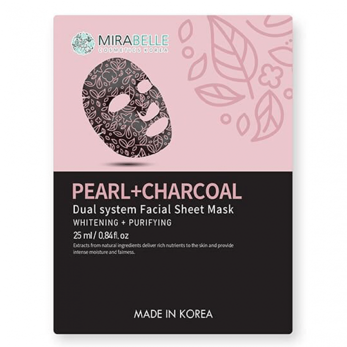 Mirabelle Cosmetics Korea Pearl + Charcoal Facial Sheet Mask