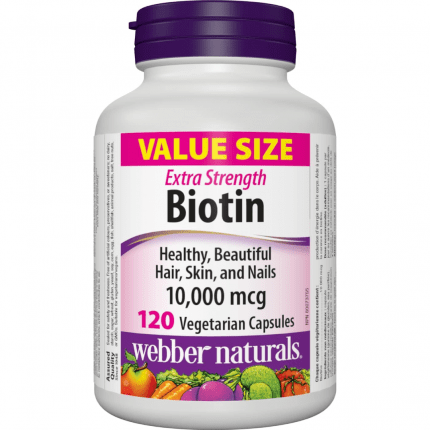 Webber Naturals Biotin Extra Strength 10,000 mcg, 120 Capsules