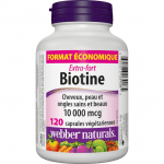 Webber Naturals Biotin Extra Strength 10,000 mcg, 120 Capsules
